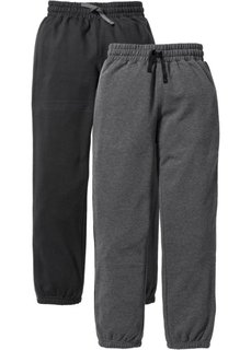Спортивные брюки с лампасами (2 пары) (черный/антрацитовый меланж) Bonprix