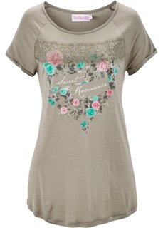 Футболка с коротким рукавом дизайна Maite Kelly (новый хаки с рисунком) Bonprix