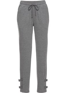 Трикотажные брюки с деталями в байкерском стиле (серый меланж) Bonprix