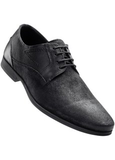 Кожаные туфли на шнуровке (черный) Bonprix