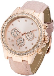 Наручные часы со стразами (розовый/розово-золотистый) Bonprix
