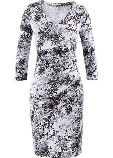Трикотажное платье (черный/белый с рисунком) Bonprix