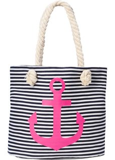 Пляжная сумка-шопер с якорем (темно-синий/ярко-розовый/белый) Bonprix
