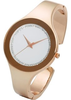 Часы на браслете-полукольце со стразами (розово-золотистый) Bonprix