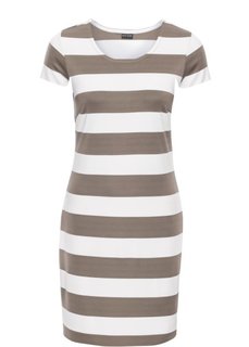Трикотажное платье (белый/серо-коричневый в полоску) Bonprix