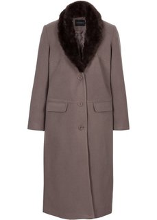 Пальто со съемным воротником из искусственного меха (бурый) Bonprix