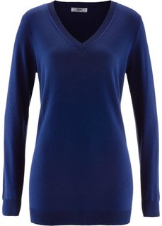 Удлиненный пуловер с длинным рукавом (ночная синь) Bonprix