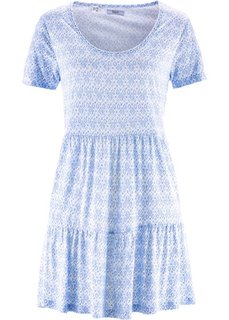 Футболка в смеси вискозы и льна (белый/голубой с рисунком) Bonprix