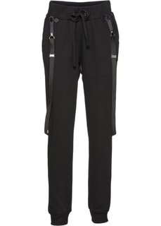 Спортивные брюки на подтяжках (черный) Bonprix