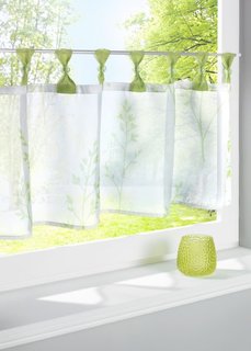 Кухонная штора Алина, петли (белый/зеленый) Bonprix