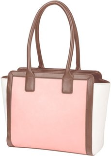 Трехцветная сумка (кремовый/серо-коричневый/коралловый) Bonprix