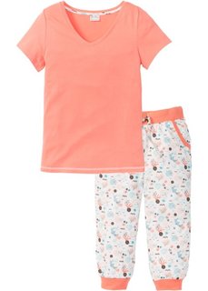 Пижама-капри (нежно-персиковый с рисунком) Bonprix
