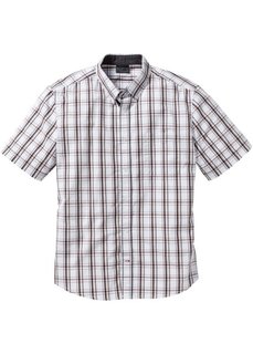 Клетчатая рубашка Regular Fit с коротким рукавом (белый/светло-серый/черный в клетку) Bonprix