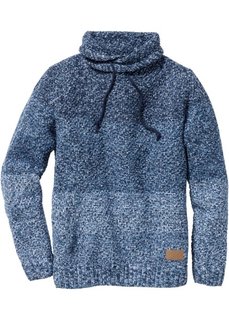 Пуловер Slim Fit с высоким воротом (синий меланж) Bonprix