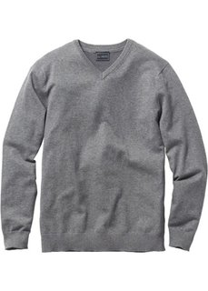 Пуловер Regular Fit с V-образным вырезом (серый меланж) Bonprix