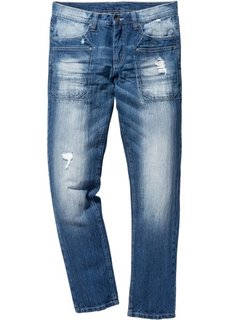 Джинсы Regular Fit Tapered, длина (в дюймах) 32 (синий «потертый») Bonprix