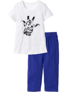 Пижама-капри (кремовый/синий с принтом) Bonprix