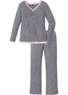 Пижама с расклешенными брюками (серый меланж) Bonprix