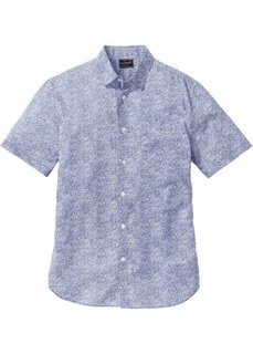 Рубашка Regular Fit с коротким рукавом (голубой/белый с рисунком) Bonprix