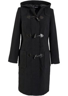 Шерстяное пальто с капюшоном (черный) Bonprix