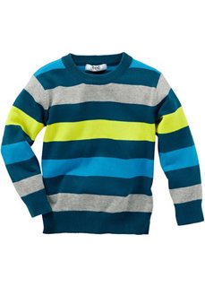 Вязаный пуловер в разноцветную полоску, Маленькие (сине-зеленый в полоску) Bonprix