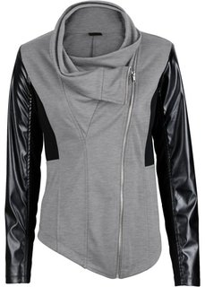 Трикотажная куртка-косуха (серый меланж/черный) Bonprix