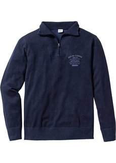 Пуловер Regular Fit с высоким воротом на молнии (темно-синий) Bonprix