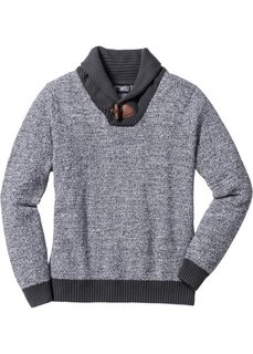 Пуловер Regular Fit с шалевым воротом (серый) Bonprix