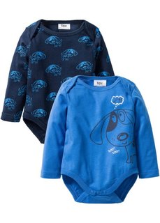 Мода для малышей: боди из биохлопка с длинным рукавом (2 шт.) (темно-синий/ледниково-синий) Bonprix