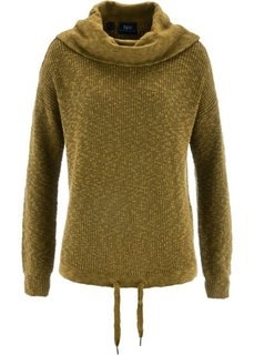 Пуловер с лентой для завязывания (омелово-зеленый) Bonprix