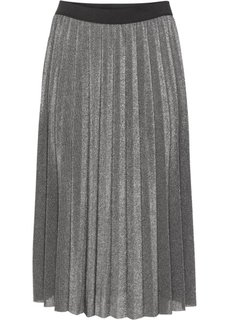 Плиссированная юбка (черный/серебристый) Bonprix