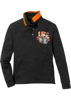 Футболка-поло Regular Fit с длинным рукавом (черный) Bonprix