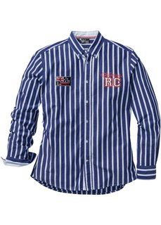 Полосатая рубашка Regular Fit с длинным рукавом (ночная синь/белый в полоску) Bonprix