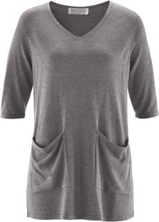 Удлиненный пуловер (серый меланж) Bonprix