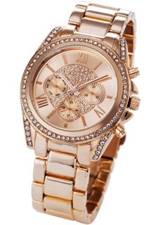 Часы на металлическом браслете (розово-золотистый) Bonprix