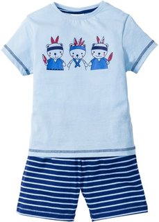 Пижама с шортами (2 изд.) (нежно-голубой/ночная синь) Bonprix