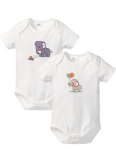 Мода для малышей: боди из биохлопка с коротким рукавом (2 шт.) (цвет белой шерсти) Bonprix