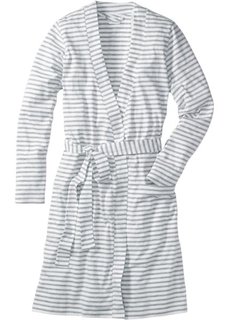 Трикотажный купальный халат (светло-серый меланж/цвет белой шерсти) Bonprix
