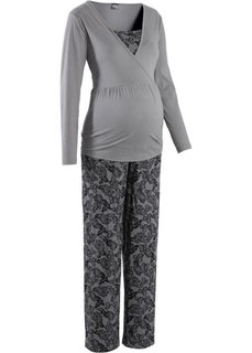 Пижама для будущих мам (серый/черный с рисунком) Bonprix