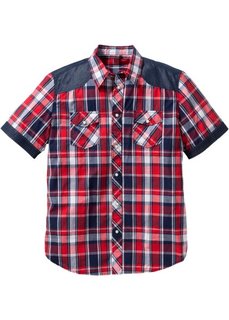 Рубашка стандартного покроя с коротким рукавом (красный в клетку) Bonprix