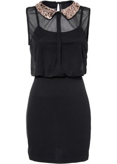 Платье с трикотажной юбкой (черный) Bonprix