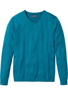 Пуловер Regular Fit с кашемиром (сине-зеленый) Bonprix
