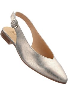 Кожаные балетки с открытой пяткой (розовый металлик) Bonprix