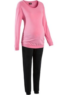 Пижама для будущих мам (ярко-розовый/черный) Bonprix