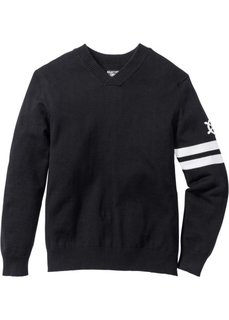 Пуловер Regular Fit с V-образным вырезом (черный) Bonprix