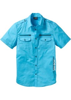 Рубашка Slim Fit с короткими рукавами (бирюзовый) Bonprix