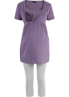 Пижама для будущих и кормящих мам (лиловый/светло-серый меланж) Bonprix