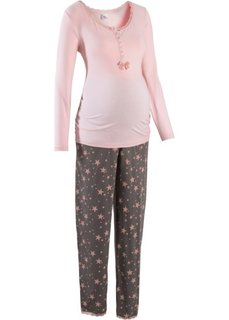 Пижама для будущих и кормящих мам (нежно-розовый/серый) Bonprix