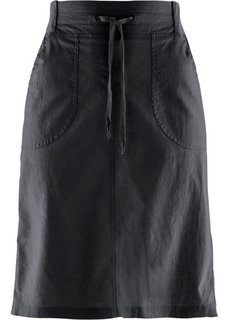 Льняная юбка на поясе в резинку (черный) Bonprix