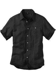 Рубашка из ткани сирсакер, стандартного прямого покроя regular fit (черный) Bonprix